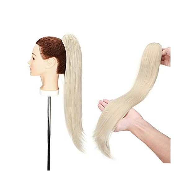 55cm Longue Postiche Queue de Cheval Avec Pince Extension Claw On Ponytail Cheveux Naturel Micro Ondulé Hair Extensions Marro