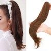 55cm Longue Postiche Queue de Cheval Avec Pince Extension Claw On Ponytail Cheveux Naturel Micro Ondulé Hair Extensions Marro