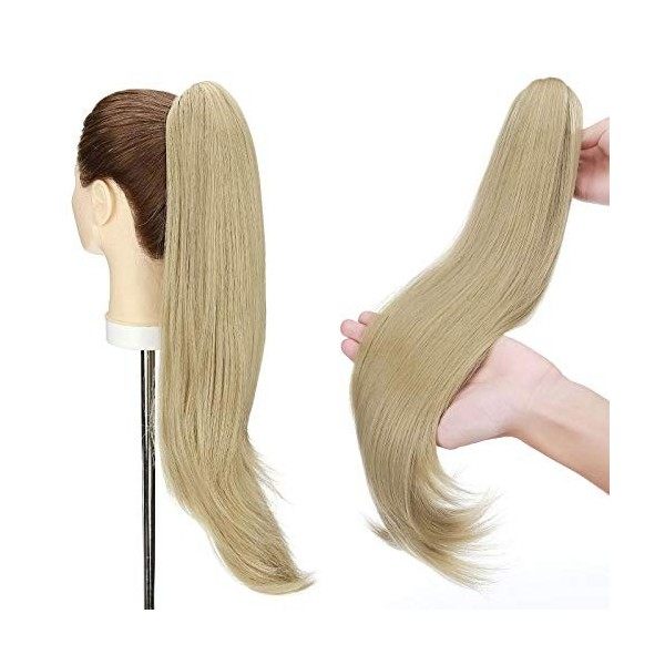 55cm Longue Postiche Queue de Cheval Avec Pince Extension Claw On Ponytail Cheveux Naturel Micro Ondulé Hair Extensions Marro