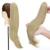 55cm Longue Postiche Queue de Cheval Avec Pince Extension Claw On Ponytail Cheveux Naturel Micro Ondulé Hair Extensions Marro