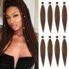 FESHFEN Pré-étiré Tressage Extension de Cheveux, 8 PCS Meches pour Tresses Africaine Yaki Synthétiques Crochet Tressage Pre S