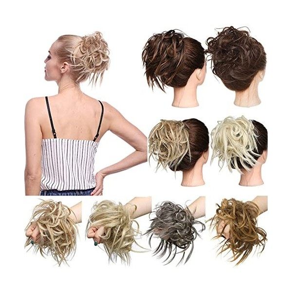 Extension de cheveux naturels Chignon ébouriffé Chignon désordonné Postiche Extensions Bande de caoutchouc Élastique Chouchou