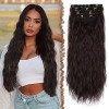 FESHFEN Extensions de Cheveux à Clip 4 PCS Longue Ondulées Bouclées Synthétique Naturel Postiche Cheveux à Clip Extensions de