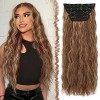 FESHFEN Extensions de Cheveux à Clip 4 PCS Longue Ondulées Bouclées Synthétique Naturel Postiche Cheveux à Clip Extensions de