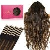 WENNALIFE Extension Adhesive Cheveux Naturel, 20pcs 35cm 50g Balayage Marron Foncé Mixte Marron Châtaigne Extension Cheveux N