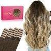 WENNALIFE Extension Adhesive Cheveux Naturel, 20pcs 35cm 50g Balayage Marron Foncé Mixte Marron Châtaigne Extension Cheveux N