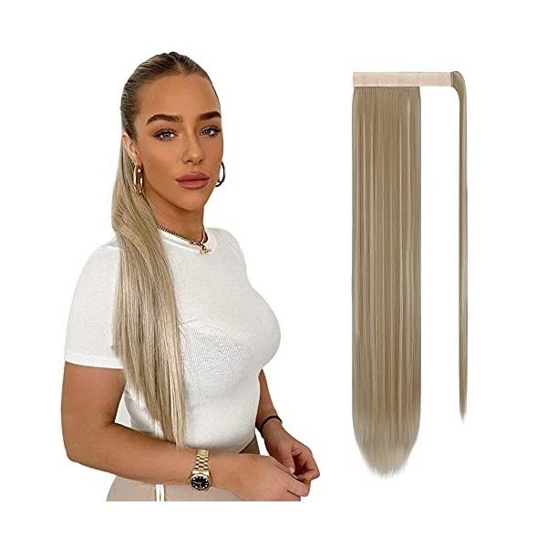 Sofeiyan Postiche Queue de Cheval Extension Naturel Ponytail Extensions Longue Droit Wrap Around Extension de Cheveux a Clip 