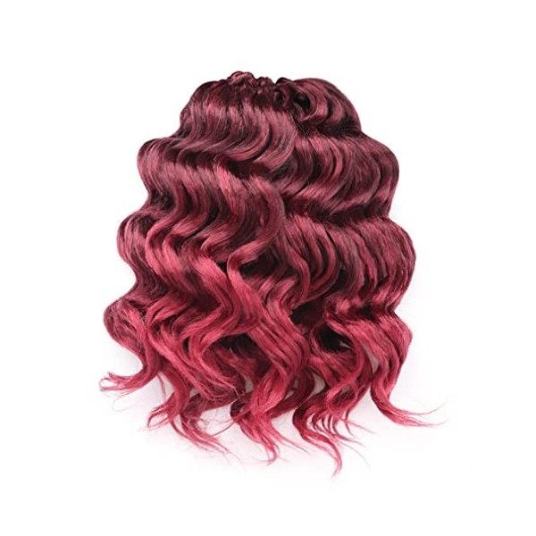 Ocean Wave Crochet Cheveux 7 Pack 12 Pouces Rouge Foncé Dark Deep Wave Boucles Synthétiques crochet Tressé Extensions de Chev