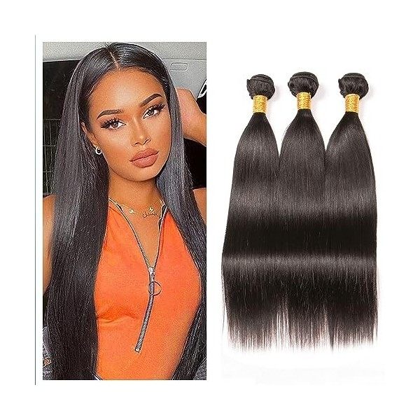 Huarisi Yaki Human Hair 3 Bundles 22 24 26 inches Natural Color Long Kinky Straight Human Hair Weaves Double Weft Brazilian Y