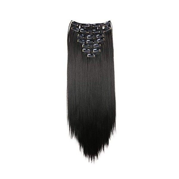 CAISHA by PRETTYSHOP XXL 50cm 8 Pièces Jeu Clip In Extensions Extensions De Cheveux Postiche Raide Rouge Bordeaux CES117