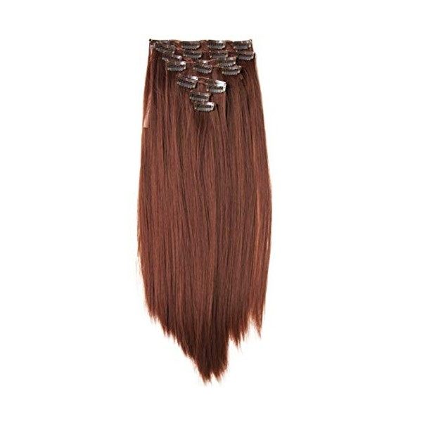 CAISHA by PRETTYSHOP XXL 50cm 8 Pièces Jeu Clip In Extensions Extensions De Cheveux Postiche Raide Rouge Bordeaux CES117