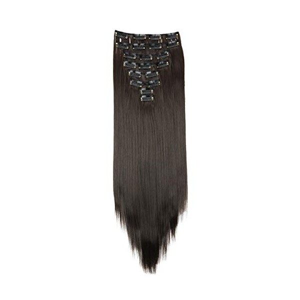 CAISHA by PRETTYSHOP XXL 50cm 8 Pièces Jeu Clip In Extensions Extensions De Cheveux Postiche Raide Rouge Bordeaux CES117