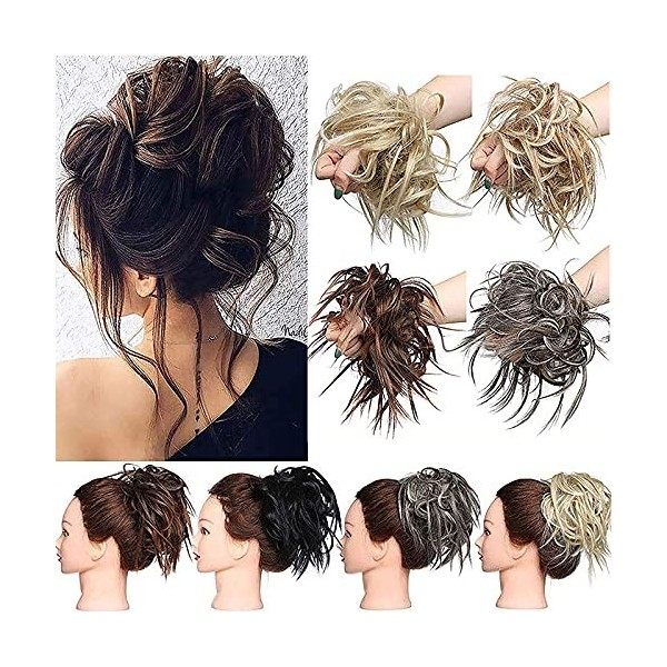 XXL Postiche Cheveux En Caoutchouc Chouchou Chignons VOLUMINEUX Bouclés Ou Chignon Décoiffé Extension a clip Cheveux Naturel 