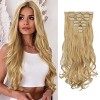 FESHFEN Extension a Clip Cheveux Naturel, 50 cm Extension Cheveux Bouclés 7 Pcs 16 Clips Synthétique Postiche Cheveux Long Ex