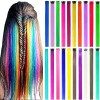 ColorfulPanda 20pcs Extension De Cheveux Ombre Couleur, Arc-en-Ciel Trames Extensions de Cheveux colorées Clip in pour Femmes