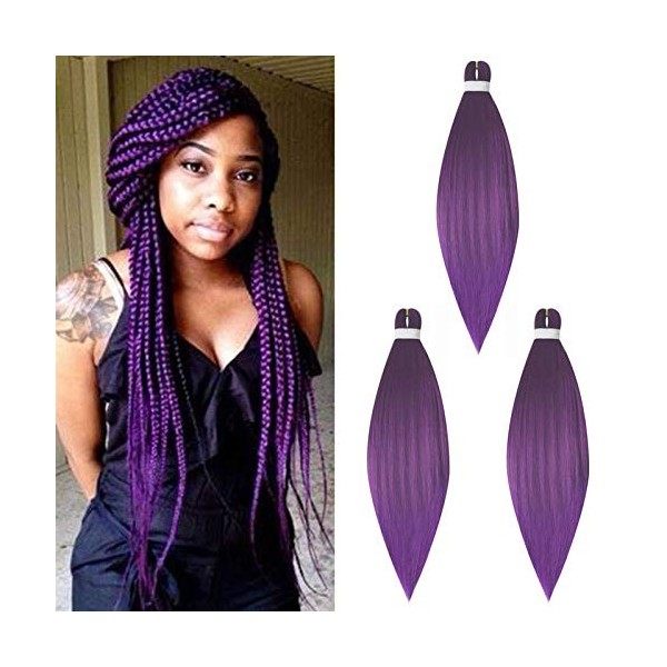 65cm Cybelleza Pré-étirées Tressage de Cheveux tressés Pre Stretched Braiding Hair EZ Easy Braids Meches Yaki Texture Synthét...