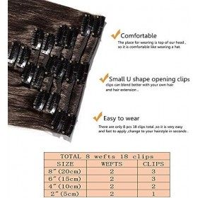 SEGO Extension Cheveux Naturel Clip 8 Pieces - Extension a Clip Pas Cher - Extension Clip Cheveux Naturel Humain - Extension 