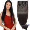 Elailite Extension a Clip Cheveux Naturel Lisse - Rajout Vrai Cheveux Humain 8 Bandes 35 cm 120 g 2T6 Dark Brown to Light 