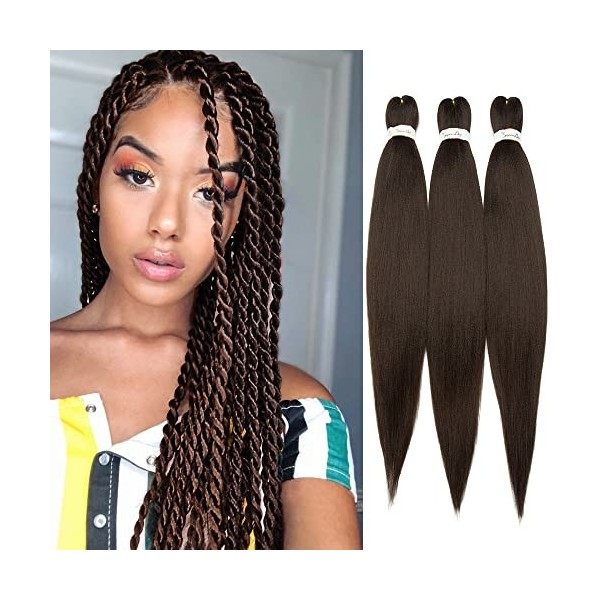 3Packs / Lot Easy Braiding Extension des Cheveux 26" Professionnel Pré-étiré Tressage Cheveux Démangeaisons Sans Fibre Synthé