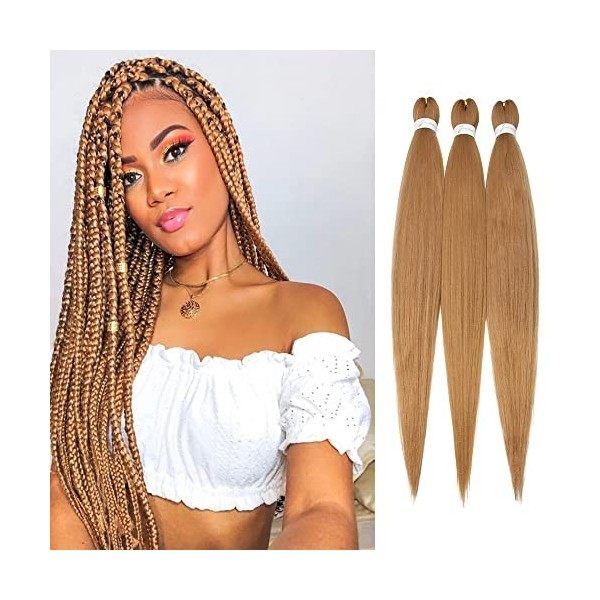 3Packs / Lot Easy Braiding Extension des Cheveux 26" Professionnel Pré-étiré Tressage Cheveux Démangeaisons Sans Fibre Synthé