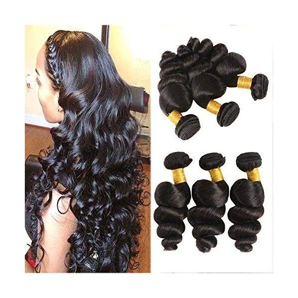 Huarisi 7a Loose Wave Brazilian Hair 3 Bundles 16 18 20 Inches Wet and Wavy Weaves Natural Color for Black Women