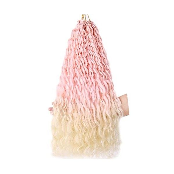 Crochet Hair Loose Water Wave Braiding Hair Extension 24 Inch Synthetic Curly Braids Loose Wave Crochet Braids Blonde Pink 4 