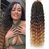 FANWYFYU 24 Inche Goddess Locs Curly Ends 6 Packs Faux Locs Crochet Hair with Curly Ends Deep Locs Crochet Hair Deep Wavy Cro