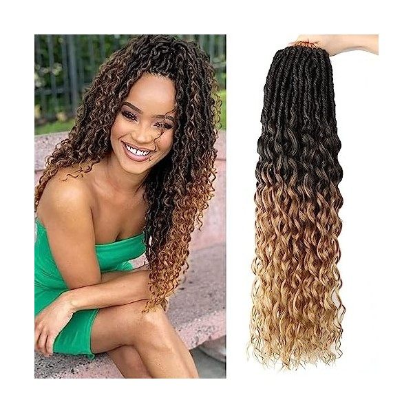 FANWYFYU 24 Inche Goddess Locs Curly Ends 6 Packs Faux Locs Crochet Hair with Curly Ends Deep Locs Crochet Hair Deep Wavy Cro