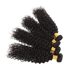 Huarisi Brazilian Curly Human Hair 4 Bundles 10 12 14 16 Unprocessed Brazilian Virgin Hair Kinky Curly Hair Weave Extensions 