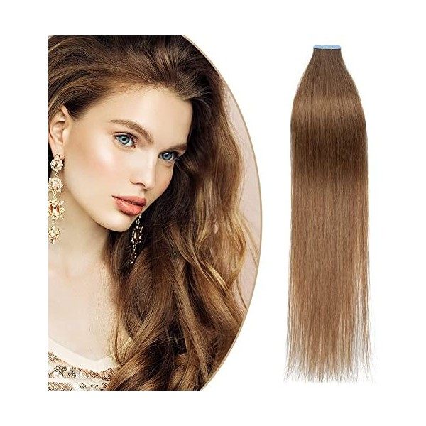 Extension Adhesive Naturel Cheveux Bande Adhésive Ruban Adhésif 20pcs - Rajout Extensions Cheveux Humains Naturels 18/613 B