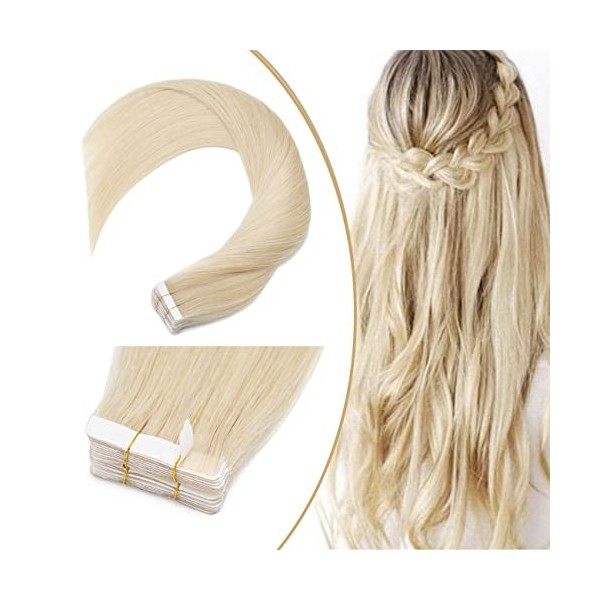 Extension Adhesive Naturel Cheveux Bande Adhésive Ruban Adhésif 20pcs - Rajout Extensions Cheveux Humains Naturels 18/613 B