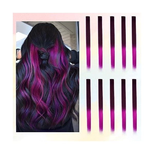 12 Piece Extensions a Clip Cheveux Couleur, BARSDAR 55cm Extension Cheveux Clip dans les Extensions de Cheveux Rainbow Party 