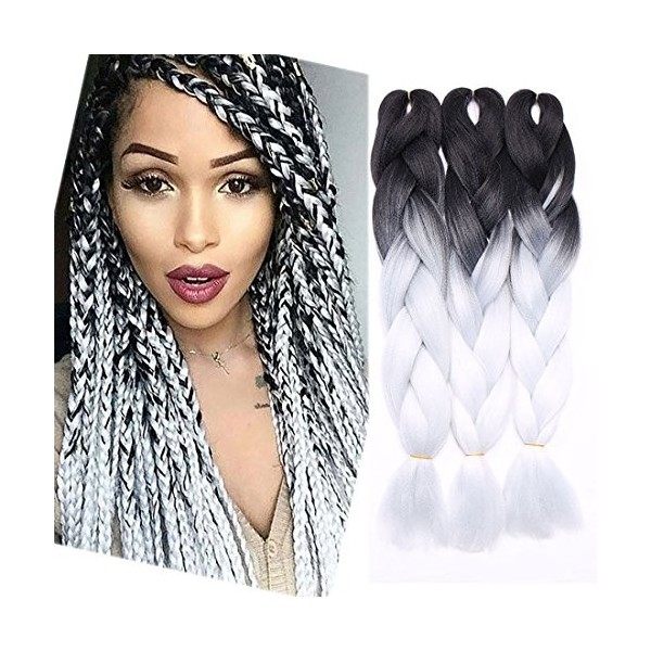 3Pcs Extensions de cheveux à tresser 60cm Extension Cheveux Tresse Braiding Hair Tressage synthétique Braids Postiche Blond d