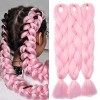 3Pcs Extensions de cheveux à tresser 60cm Extension Cheveux Tresse Braiding Hair Tressage synthétique Braids Postiche Blond d