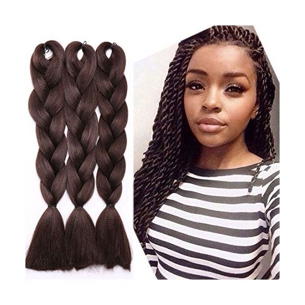 3Pcs Extensions de cheveux à tresser 60cm Extension Cheveux Tresse Braiding Hair Tressage synthétique Braids Postiche Blond d