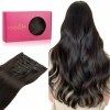 WENNALIFE Extension a Clip Cheveux Naturel, 35cm 120g 7pcs Extension Cheveux Naturel Clip Cheveux Humains, Brun Foncé Extenti