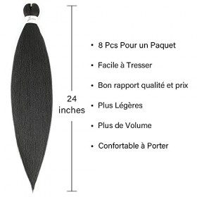 X-Tress Mèches Cheveux Extension Noir Naturel 8pcs/Paquet 60cm Pré Etiré Mèche Tresse Cheveux Africaine Cheveux Synthétique p