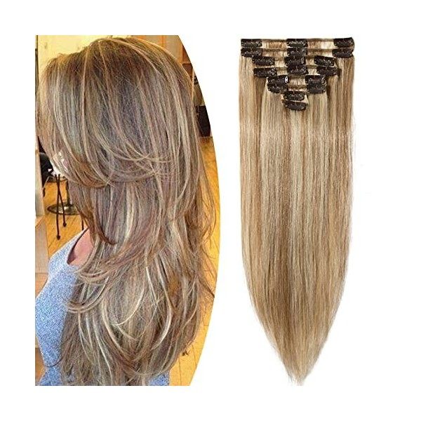 Extension Cheveux Naturels a Clips - Extension Cheveux Humains Clip [Basique Epaisseur] Extension Clips Pas Cher - 60cm 02 Ma