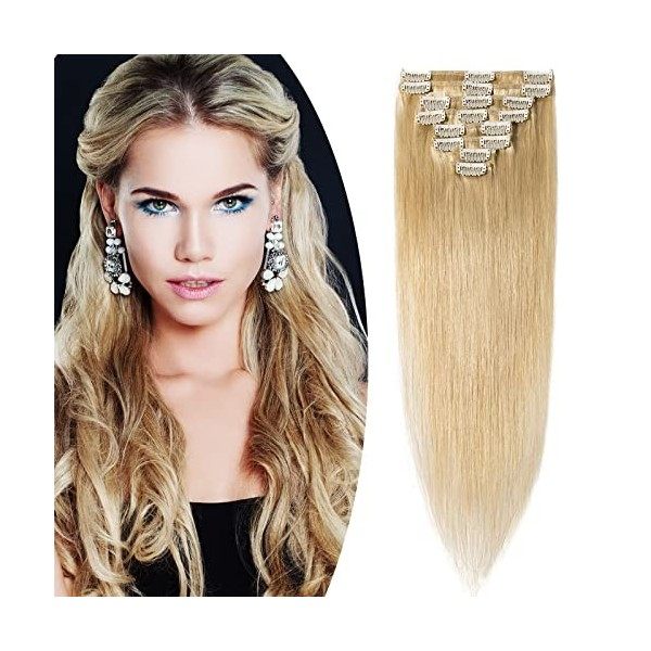 Extension Cheveux Naturels a Clips - Extension Cheveux Humains Clip [Basique Epaisseur] Extension Clips Pas Cher - 60cm 02 Ma