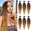 XIIMENALU Cheveux de tresse pré-étirés 6 paquets EZ Braids Extensions de cheveux de texture naturelle Yaki Fibre synthétique 