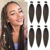 XIIMENALU Cheveux de tresse pré-étirés 6 paquets EZ Braids Extensions de cheveux de texture naturelle Yaki Fibre synthétique 