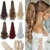Postiche Queue de Cheval Cheveux Synthetique Ponytail Extension Droit à Bouclé Ondulé Queue de Cheval Cheveux Faux A Pince de...