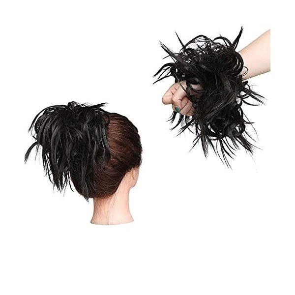 XXL Postiche Cheveux En Caoutchouc Chouchou Chignons VOLUMINEUX Bouclés Ou Chignon Décoiffé Extension a clip Cheveux Naturel 