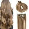 SURNEL Extension a Clip Cheveux Naturel Noir 1B 120g Humain Cheveux Clip Naturel Raides Clip in Double Trame Clip Extensions