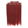 Prettyland antistatique Set de 7 pièces Clip-in 50 cm longue lisses Extensions de cheveux orange cuivre rouge R01