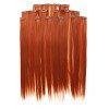 Prettyland antistatique Set de 7 pièces Clip-in 50 cm longue lisses Extensions de cheveux orange cuivre rouge R01