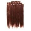 Prettyland antistatique Set de 7 pièces Clip-in 50 cm longue lisses Extensions de cheveux orange cuivre rouge R01