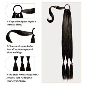 UYDF Queue de Cheval Extension Fausses Tresses, Longue Ponytail Cheveux Postiche Cordon Droit Lisse, Postiches Extensions de 