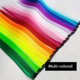 Vebetter Extension De Cheveux, 20Pcs Colorés Cheveux Raides Extensions Clip Extensions De Cheveux Rainbow Clip Multi-Couleurs
