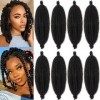 Xtrend 8 Packs 12 Pouces Doux Springy Afro Twist Cheveux Pré-Séparés Spring Twist Hair pour Faux Locs Naturel Noir Marley Twi